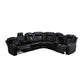 Ainehome Black Leather Power Reclining Sectional with Reading Lamp
