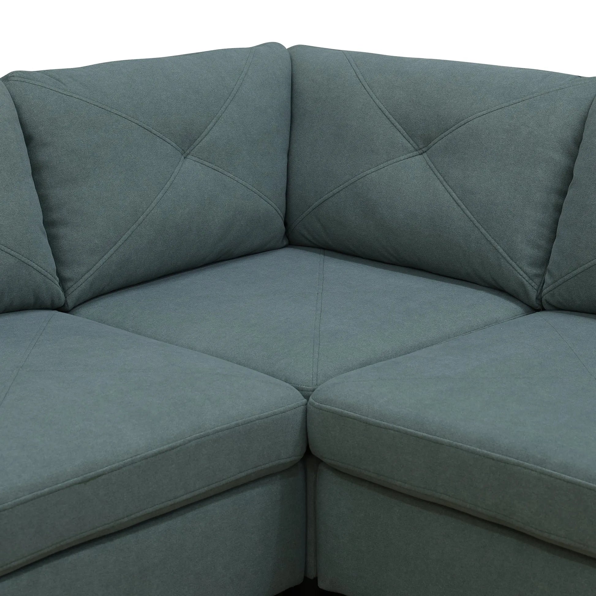 Ainehome Dendrobium Green Calico 4-Piece Modular Sofa Set