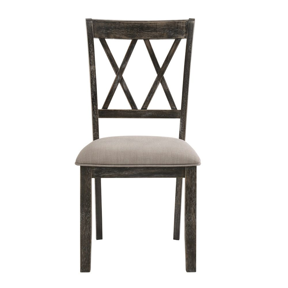 Claudia II - Side Chair (Set of 2) - Beige Fabric & Weathered Gray