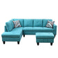 97" Wide Sky Blue Flannel L-Shaped Living Room Sectional Sofa Set — image 4