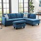 97" Wide Blue Linen L-Shaped Living Room Sectional Sofa Set — image 5