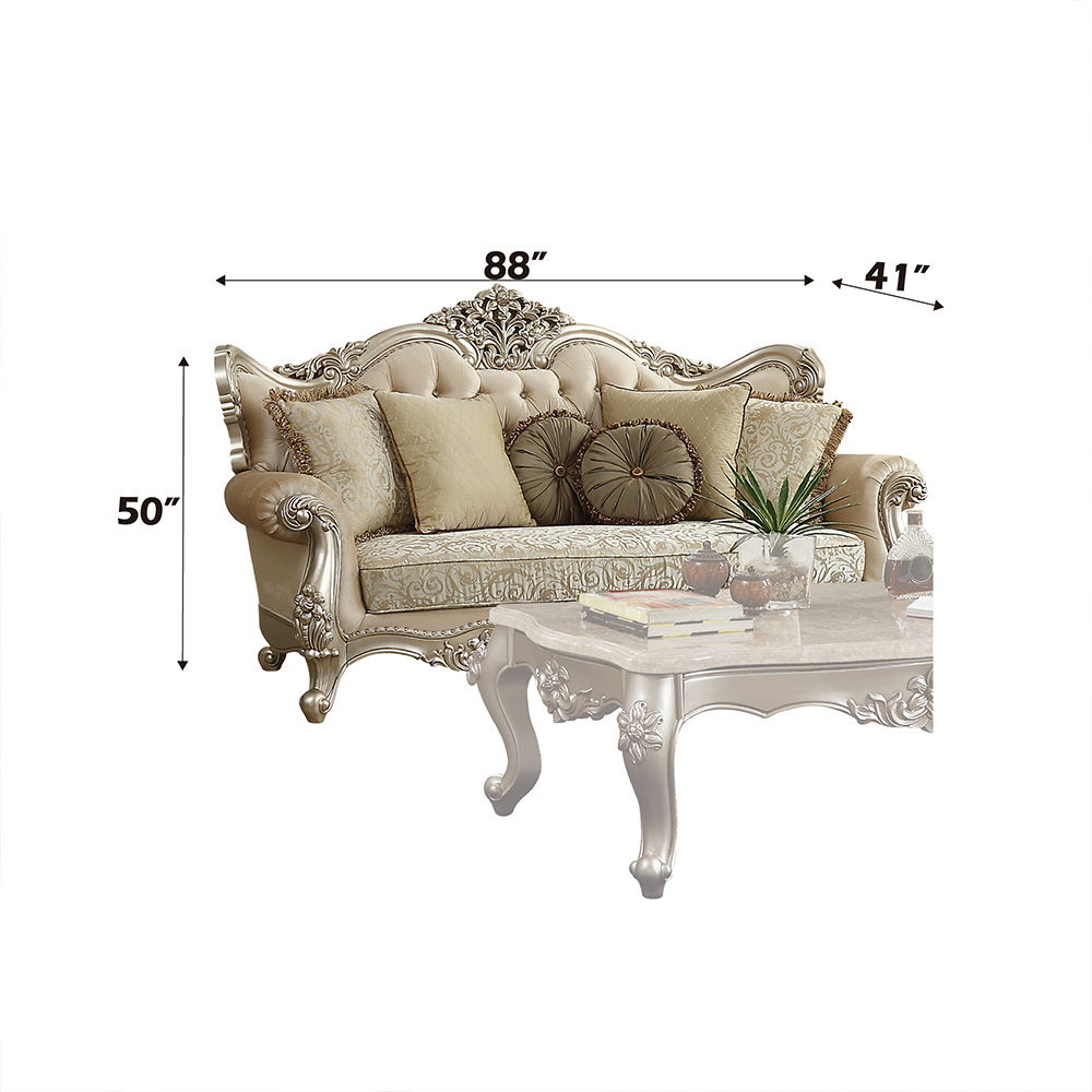 Bently - Sofa With 7 Pillows (Same Lv01579) - Fabric & Champagne