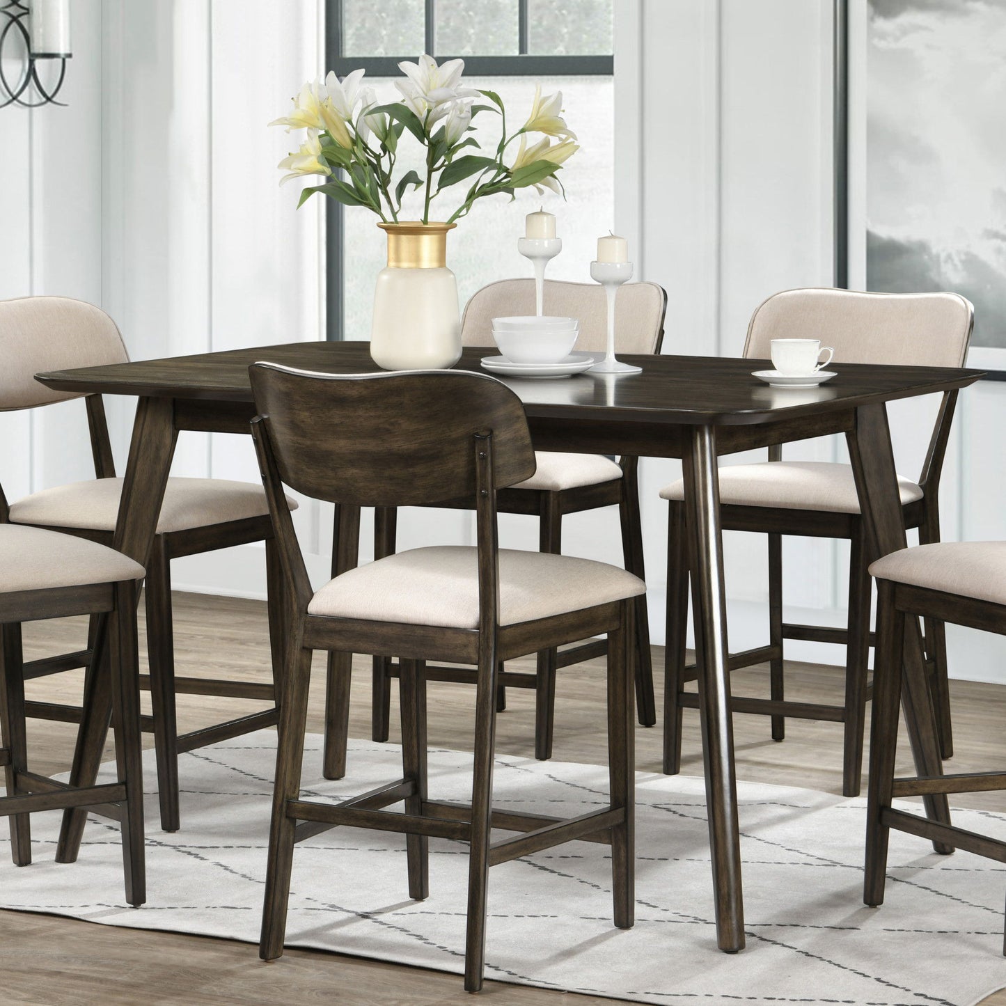 Rex - 60" Counter Height Table - Walnut Brown