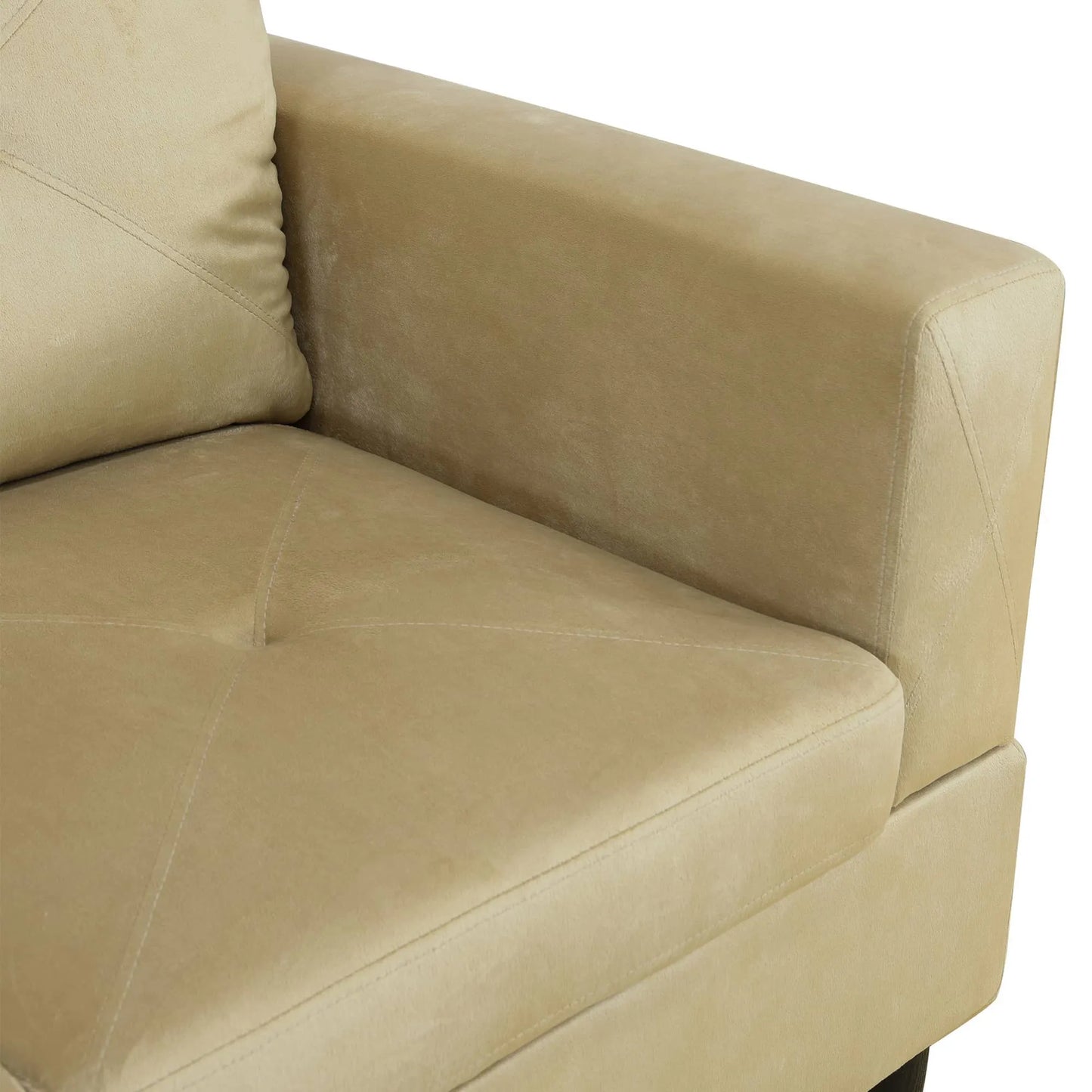 97" Wide Beige Microfiber L-Shaped Living Room Sectional Sofa Set — image 8