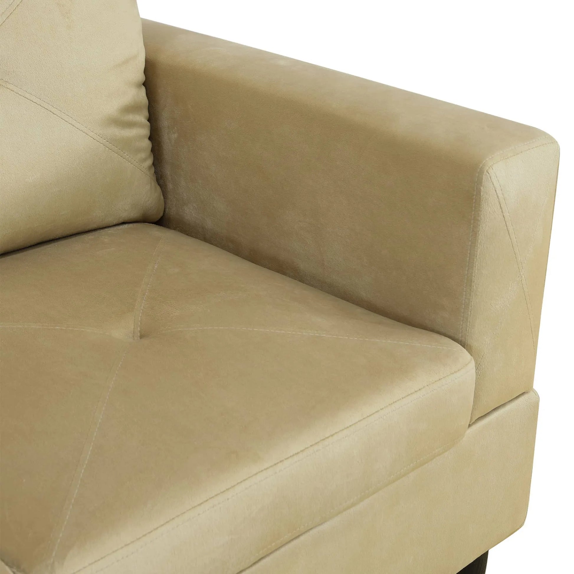 97" Wide Beige Microfiber L-Shaped Living Room Sectional Sofa Set — image 8