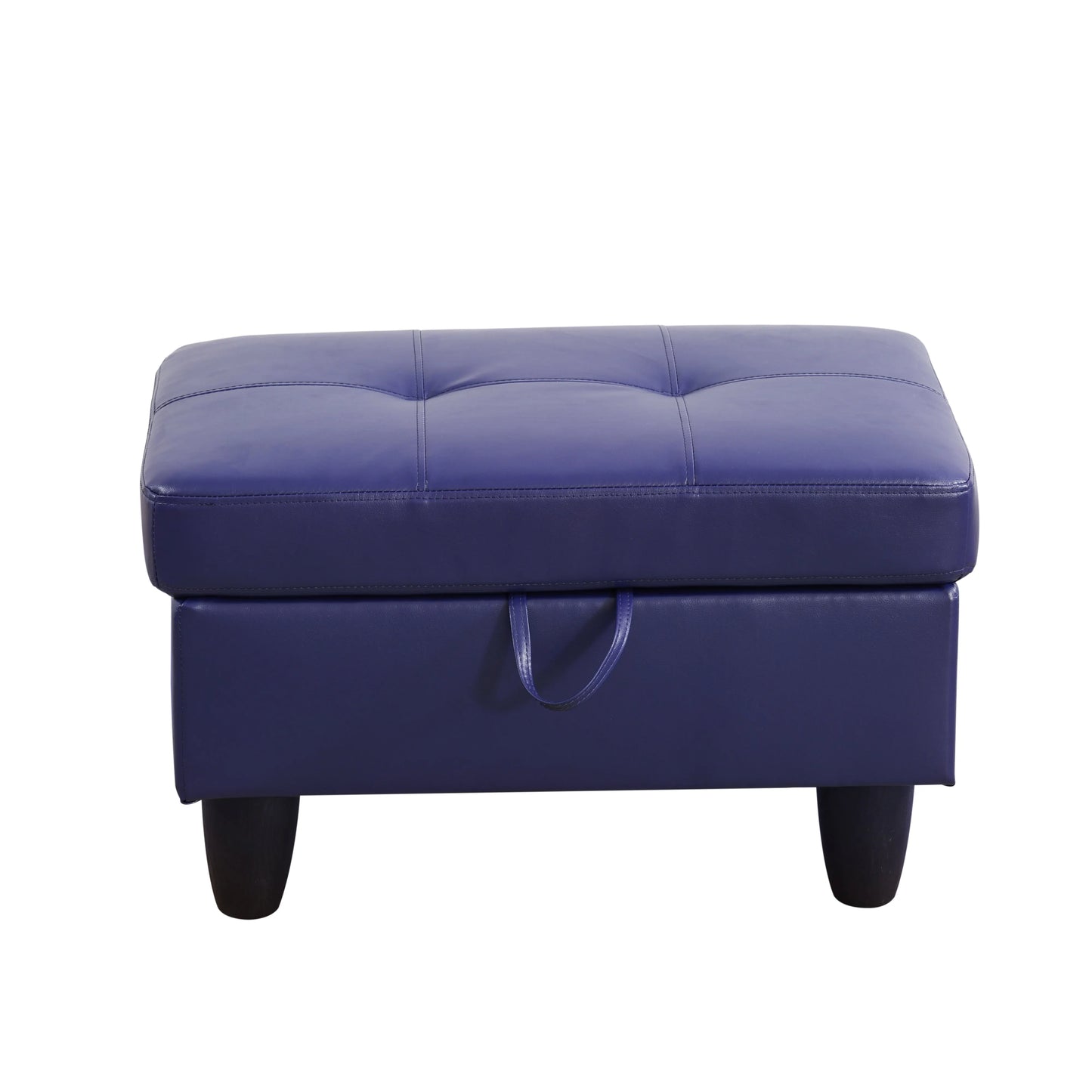 Ainehome Blue Faux Leather Modular Sofa with Storage Ottoman