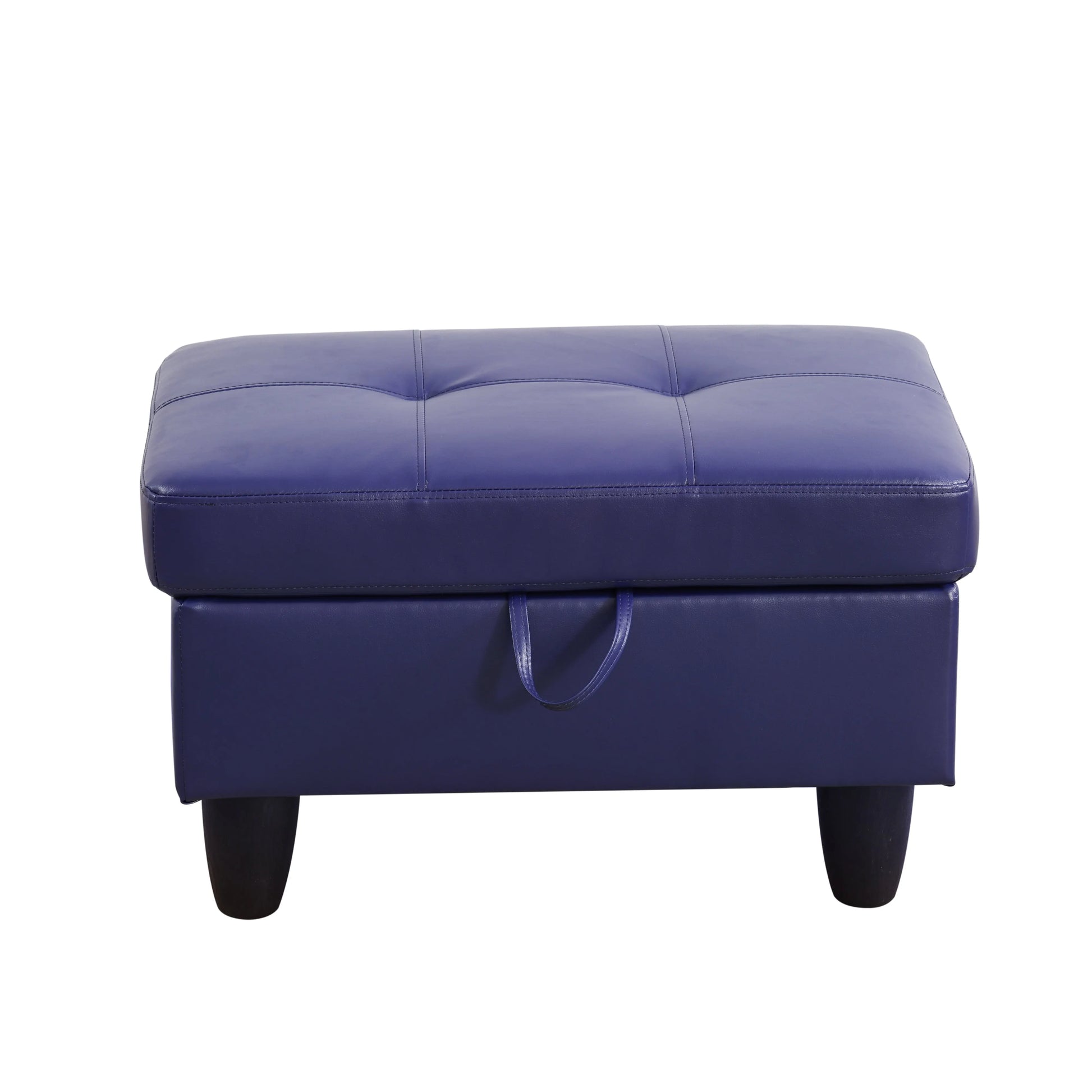 Ainehome Blue Faux Leather Modular Sofa with Storage Ottoman