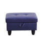Ainehome Blue Faux Leather Modular Sofa with Storage Ottoman