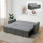 Grey Sackcloth Wide Convertible Sofa Bed image 3
