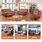 Ainehome Orange Faux Leather 3-Piece Combo Sofa and Chair Set