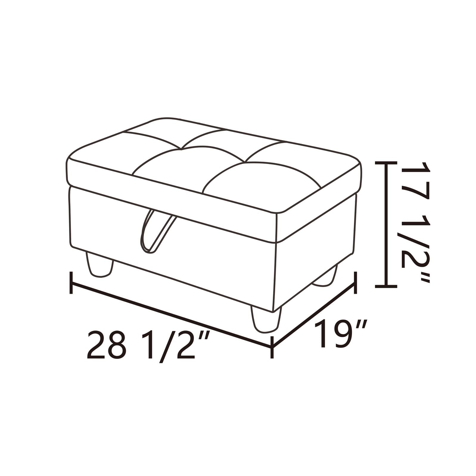 Ainehome Blue Faux Leather Modular Sofa with Storage Ottoman