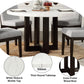 Edwyn - Round Dining Table - White Natural Marble Top & Espresso