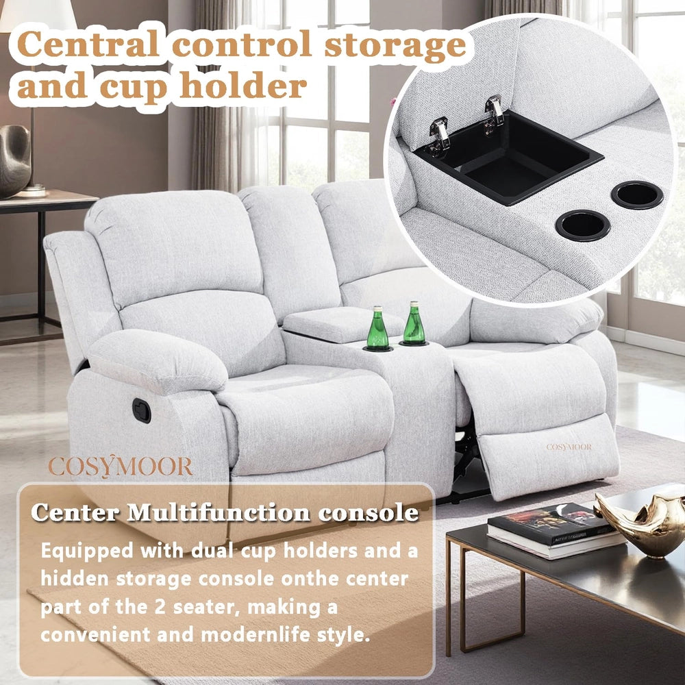 Ainehome Cinema 3-Piece Grey Fabric Manual Reclining Sofa Set
