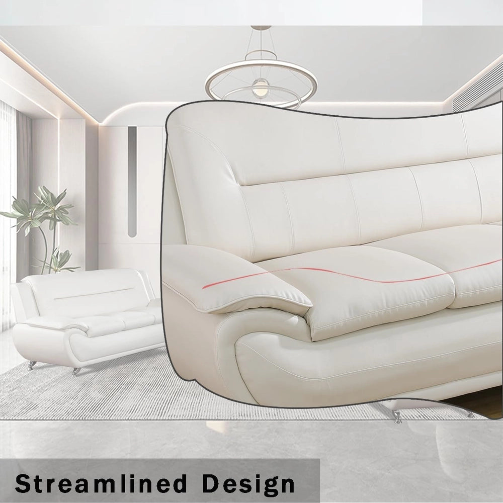 Ainehome Solid Color Faux Leather 3-Piece Living Room Sofa Set with Elegant Design