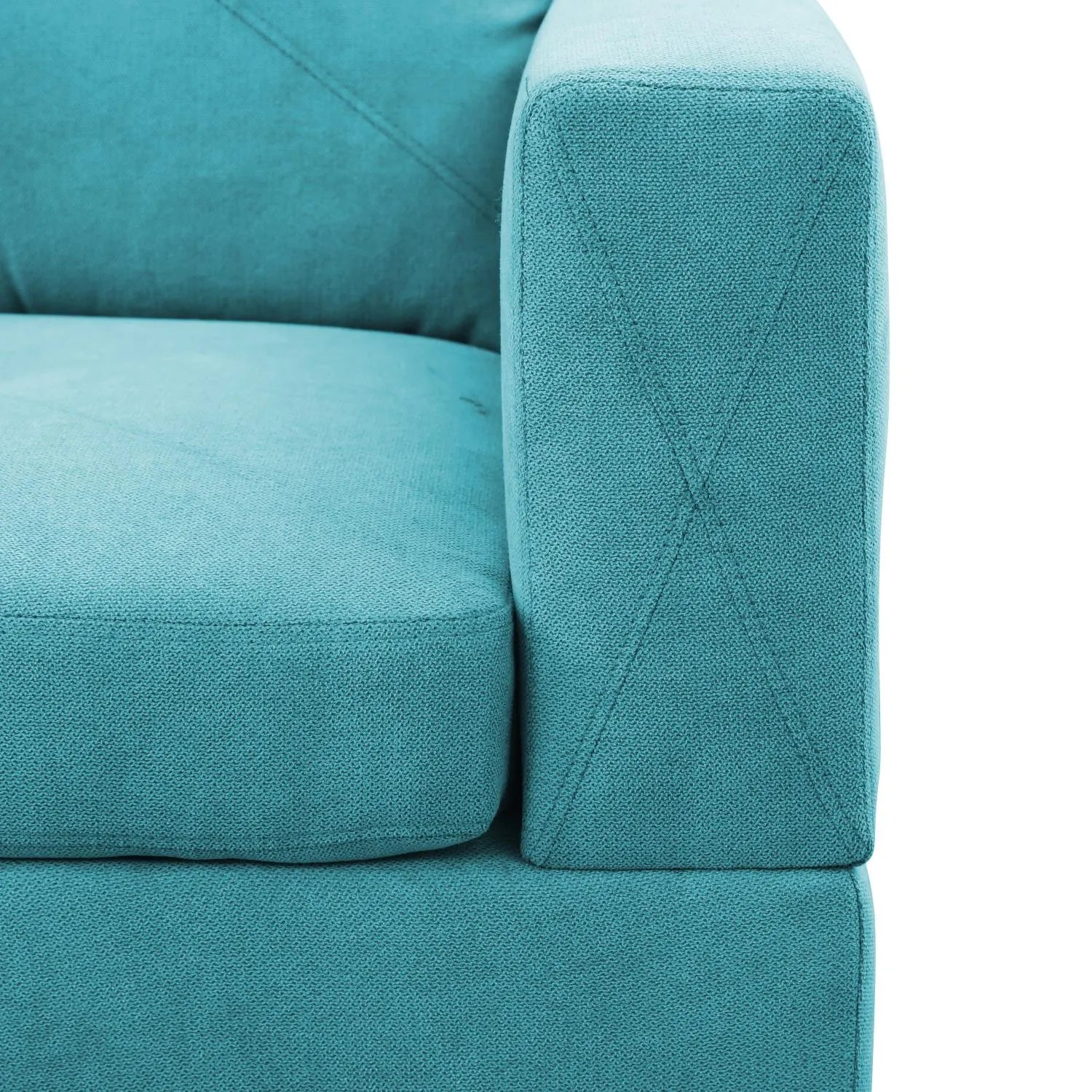 97" Wide Sky Blue Flannel L-Shaped Living Room Sectional Sofa Set — image 8
