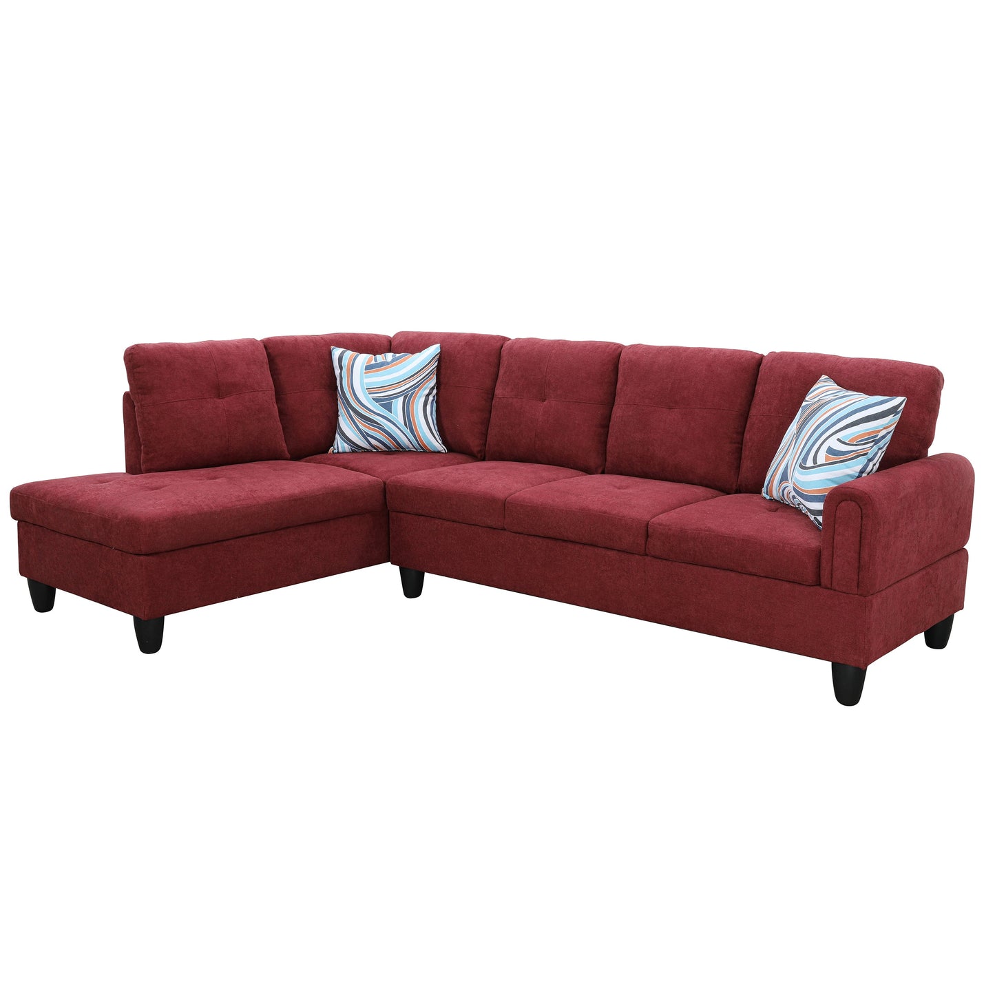 97" Wide Flannel L-Shaped Living Room Sectional Sofa Set
