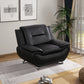 Black Faux Leather 3-2-1 Living Room Sofa Set