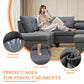 Ainehome 97.5" Wide Grey Linen L-Shaped Living Room Sectional Sofa Set