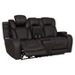 Wendell - Power Motion Loveseat With Console, Wireless Charger, Storage, USB & LED - Dark Gray