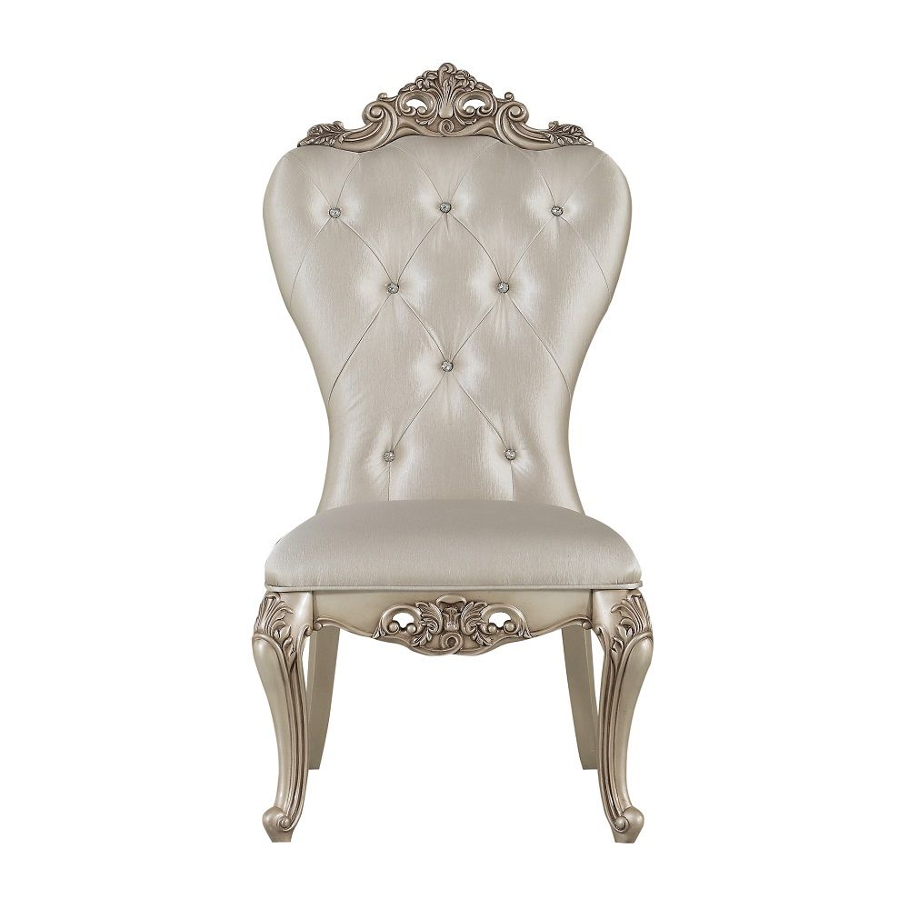Gorsedd - Side Chair (Set of 2) - Cream Fabric & Golden Ivory