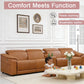 Ainehome Light Brown Leather 5-Seater Modular Power Reclining Sectional Sofa Set with Smart Storage & USB