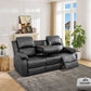 Cinema 3-Piece Black Faux Leather Manual Reclining Sofa Set