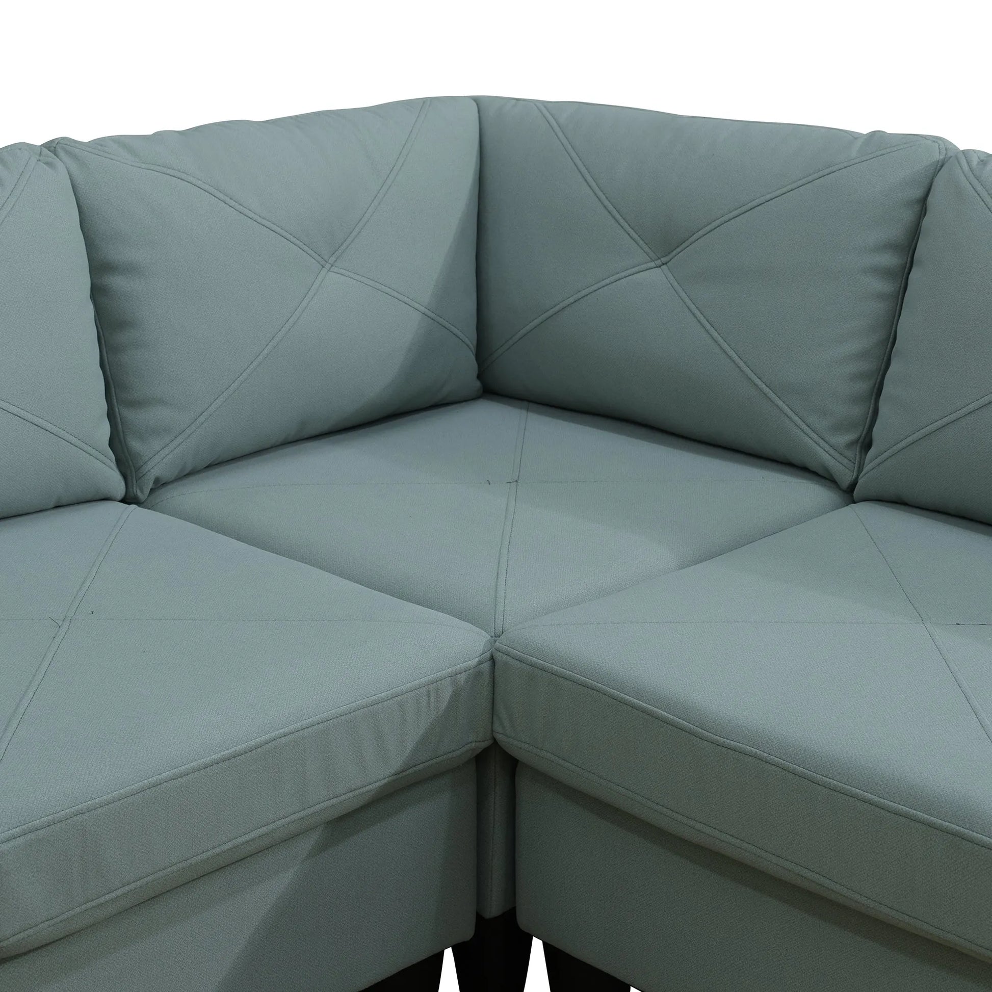 Ainehome Pale Green Flannel 4-Piece Modular Sofa Set
