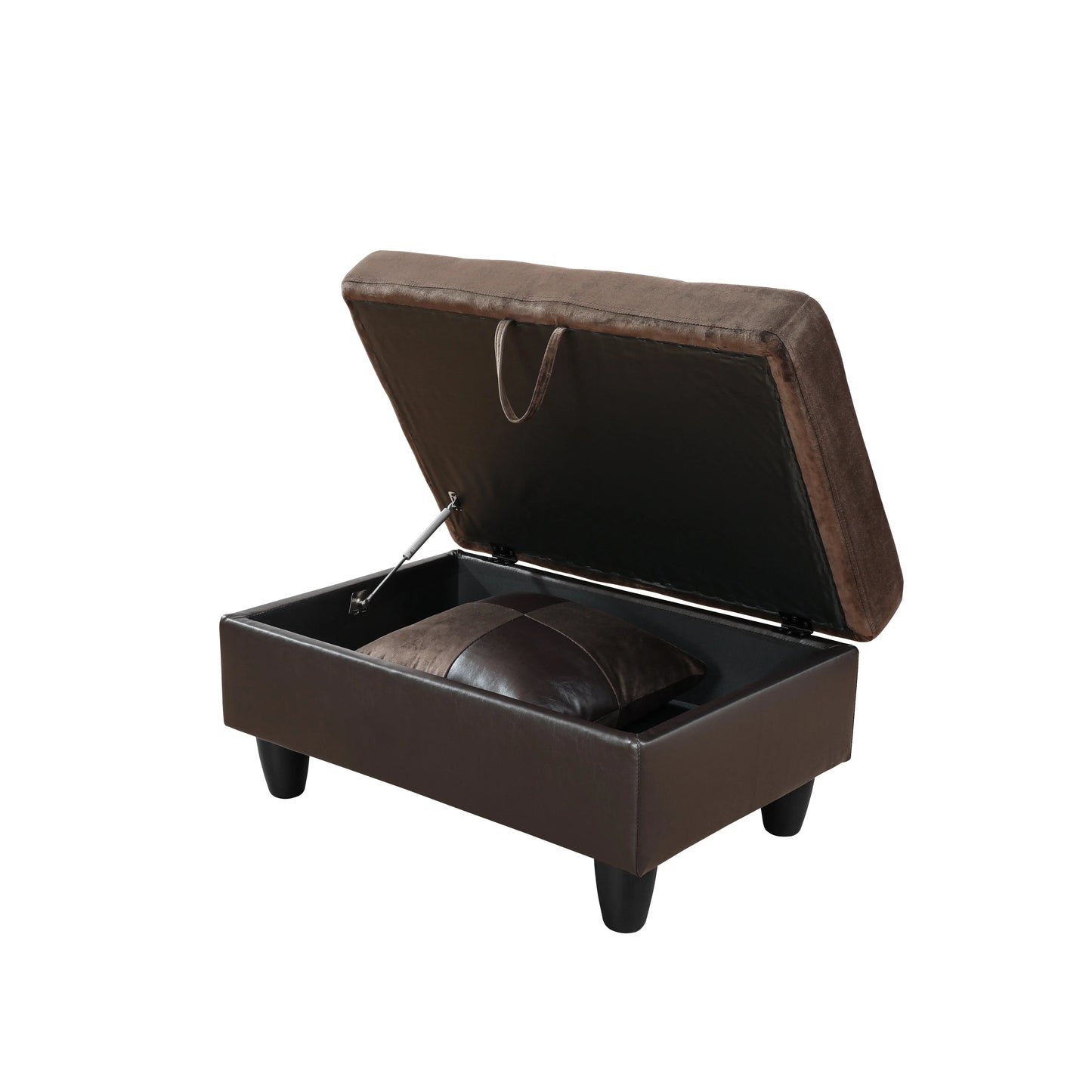 Ainehome Dark Brown Flannel & PVC Modular Storage Ottoman