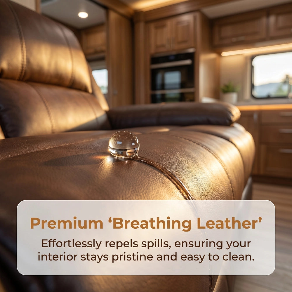 Ainehome 68" Manual RV Loveseat Recliner with Storage Console - Breathable Synthetic Leather Motorhome Sofa Replacement - 67" Full Extension & 26" Door Friendly - Walnut Brown