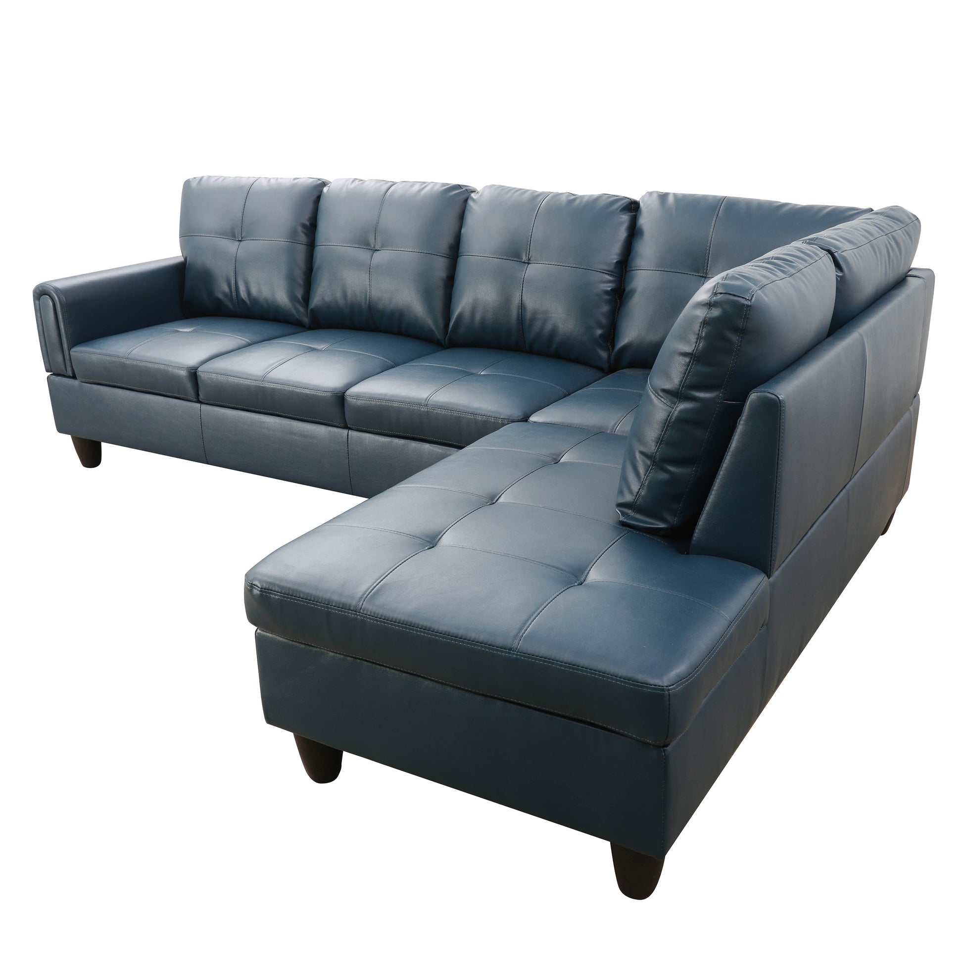 97" Wide Denim Faux Leather Living Room Sofa Set