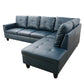 97" Wide Denim Faux Leather Living Room Sofa Set