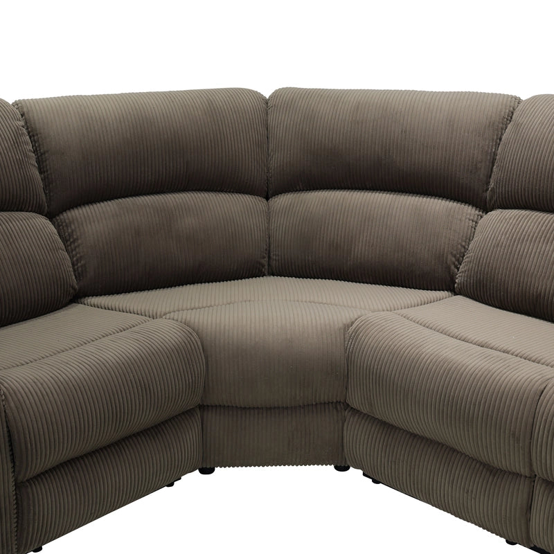 Ainehome Grandview 5-Seat Reclining Sectional in Textured Peanut Fabric