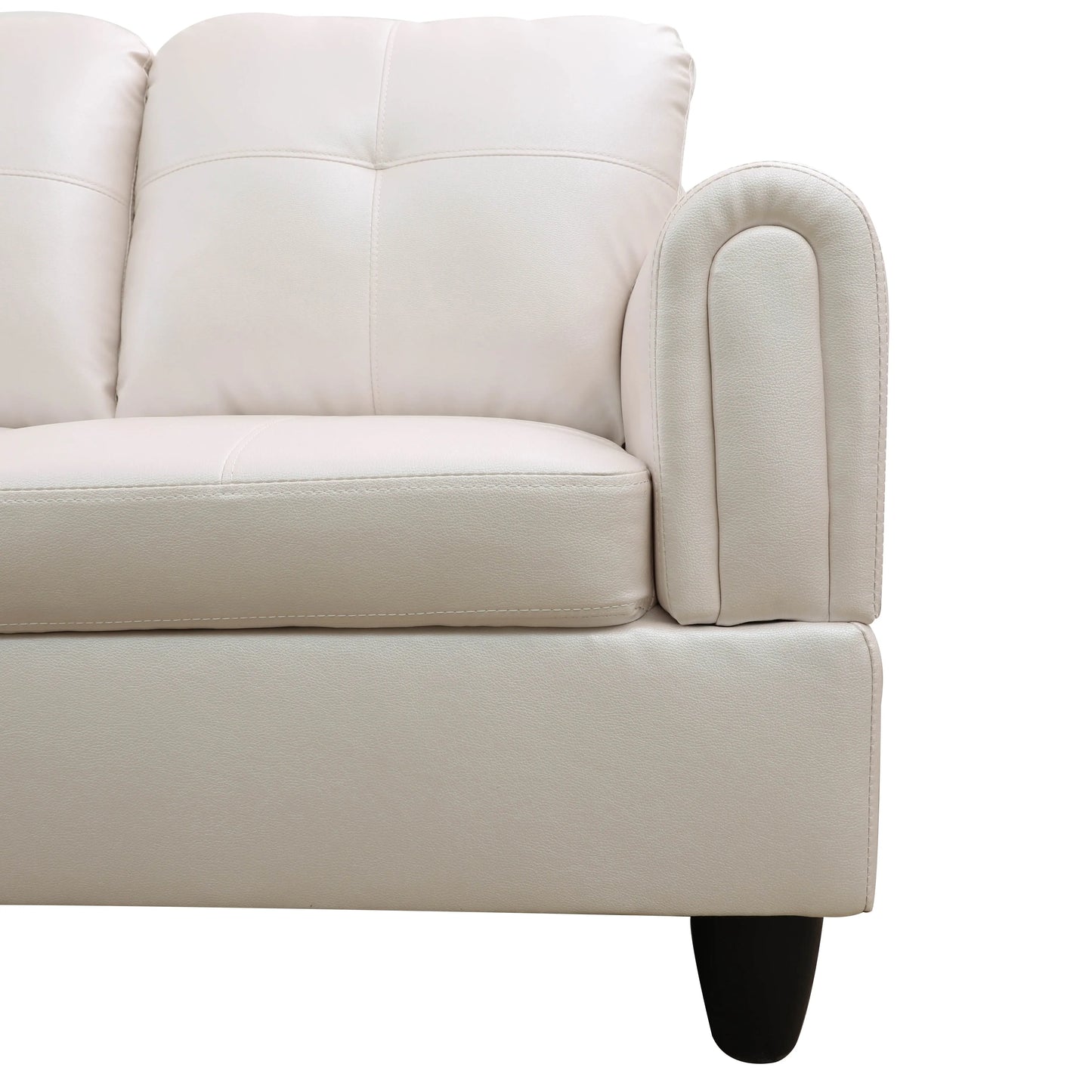 Ainehome 97" Wide Peaerl White Faux Leather L-Shaped Living Room Sectional Sofa Set