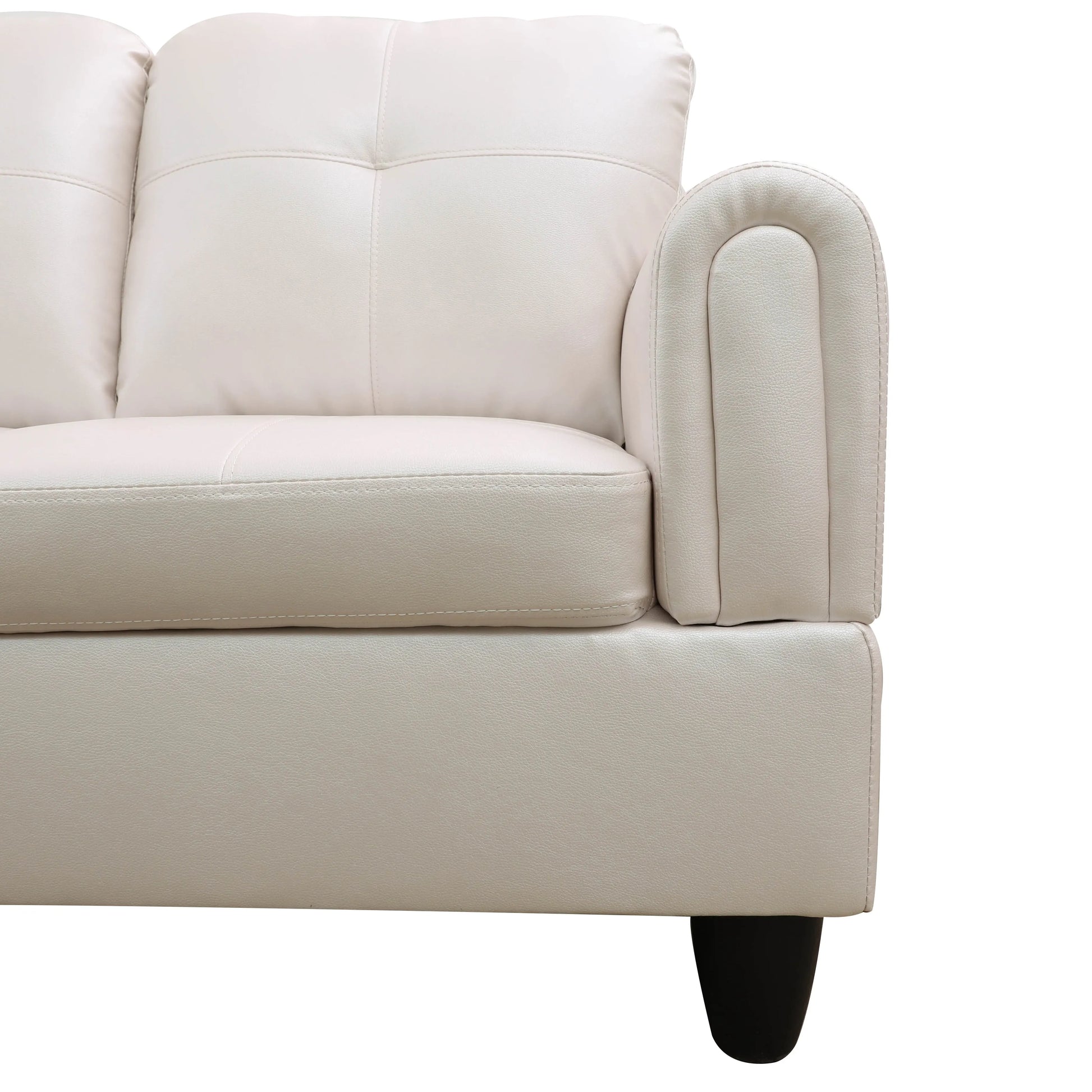 Ainehome 97" Wide Peaerl White Faux Leather L-Shaped Living Room Sectional Sofa Set