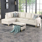 97" Wide Peaerl White Faux Leather L-Shaped Living Room Sectional Sofa Set