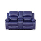 Cinema 3-Piece Dark Blue Fabric Manual Reclining Sofa Set