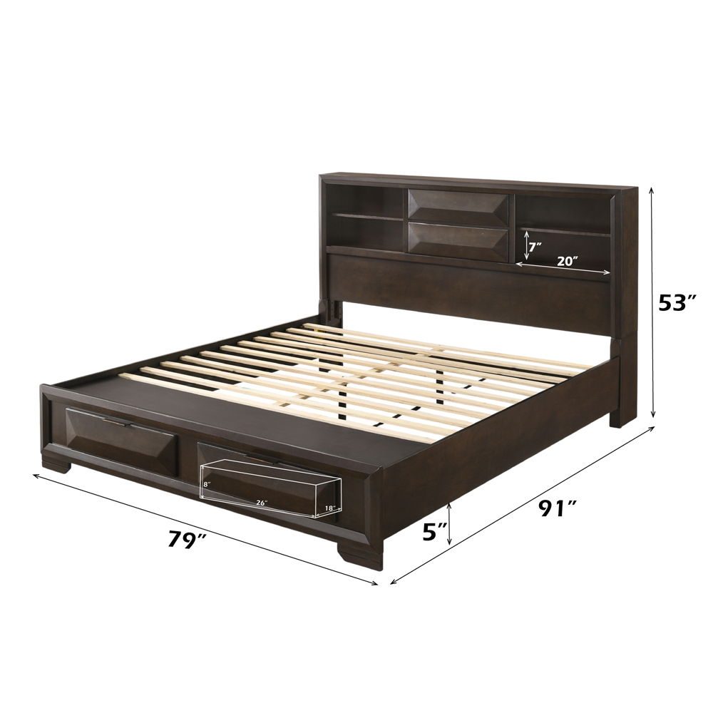Merveille - Eastern King Bed With Storage - Espresso
