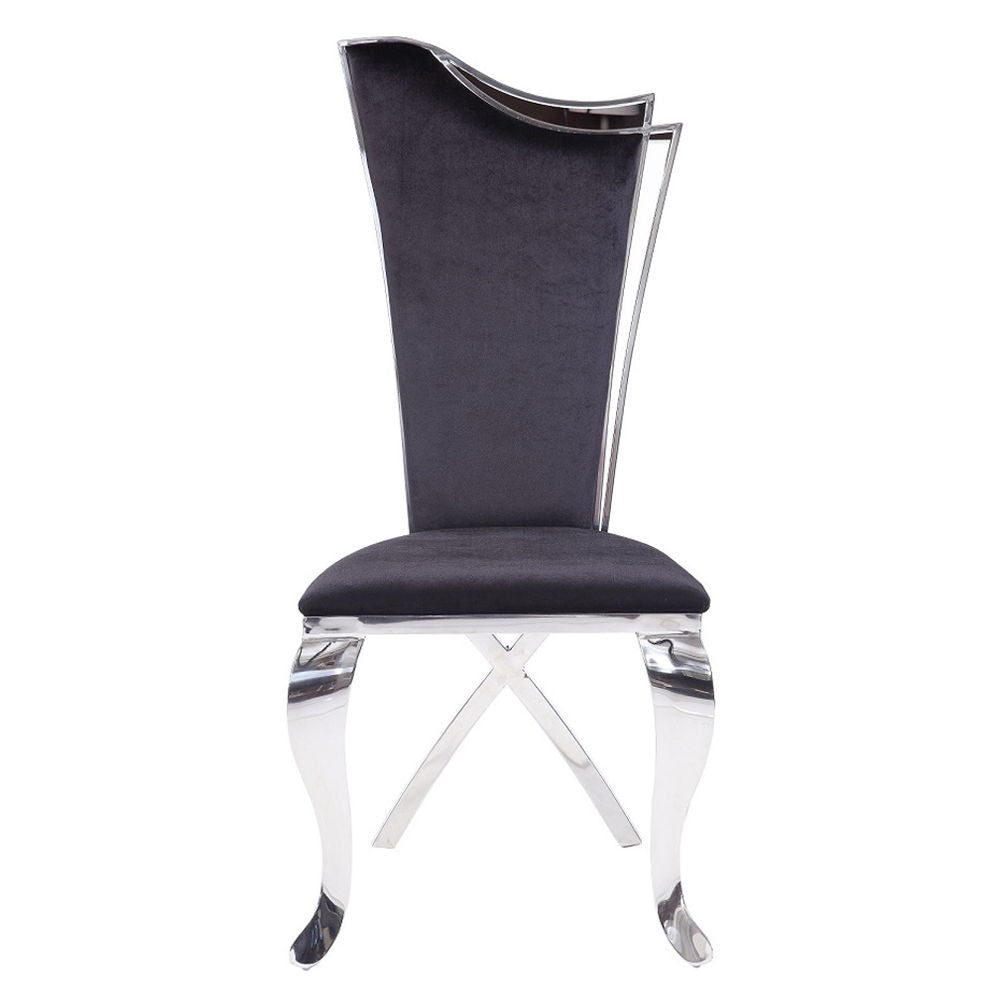 Cyrene - Side Chair (Set of 2) - Black Fabric & Stainless Steel