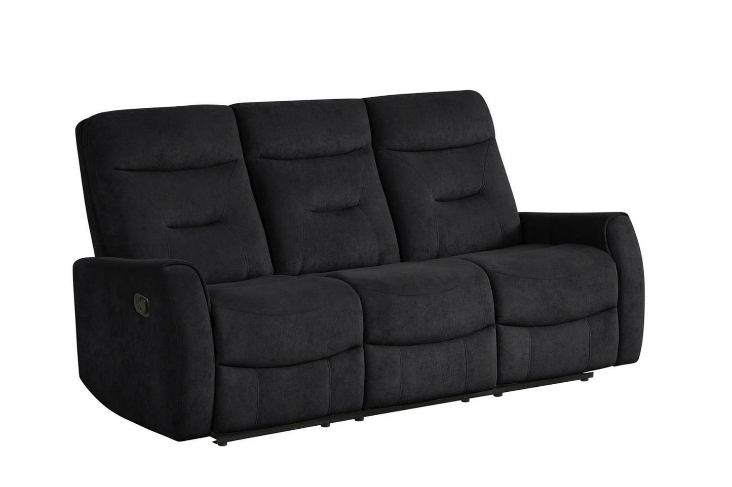 9107 Black Performance-Fabric Manual Reclining Sofa