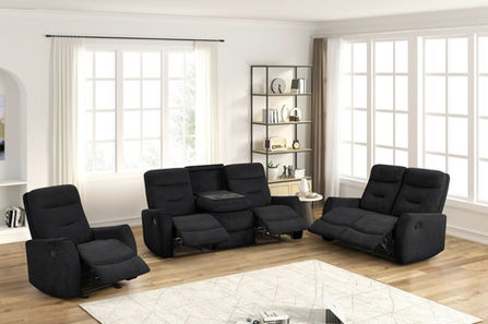 9107 Power Reclining Set - Black