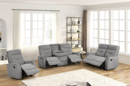 9107 Power Reclining Set - Dark Grey