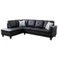 97" Wide Black Faux Leather L-Shaped Living Room Sectional Sofa Set — image 5