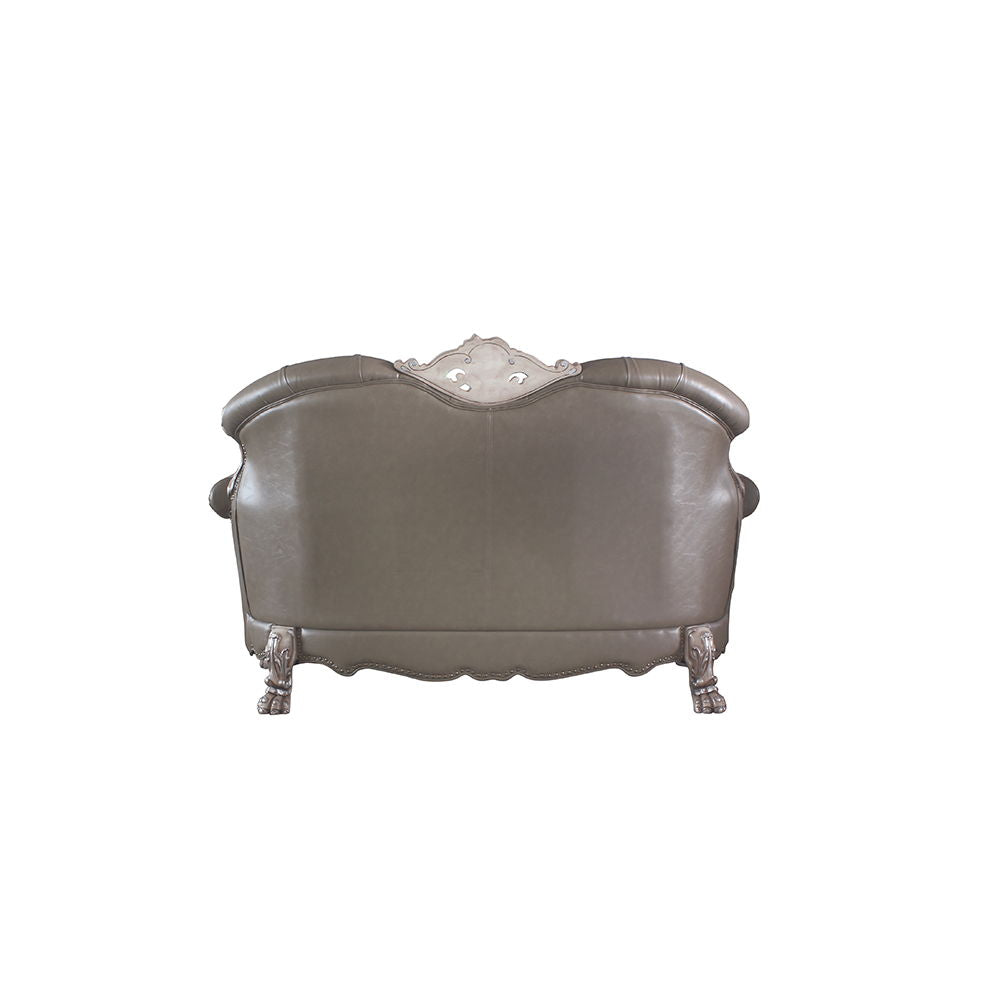 Dresden - Loveseat With 3 Pillows - Synthetic Leather & Vintage Bone White