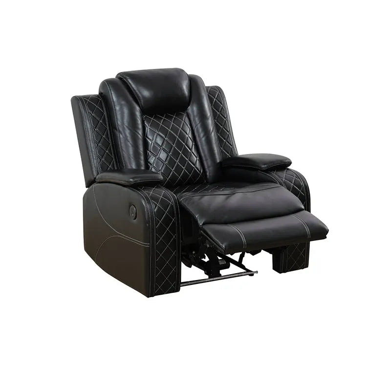 Black Leather Power Reclining Sectional Sofa with Smart Console image 3