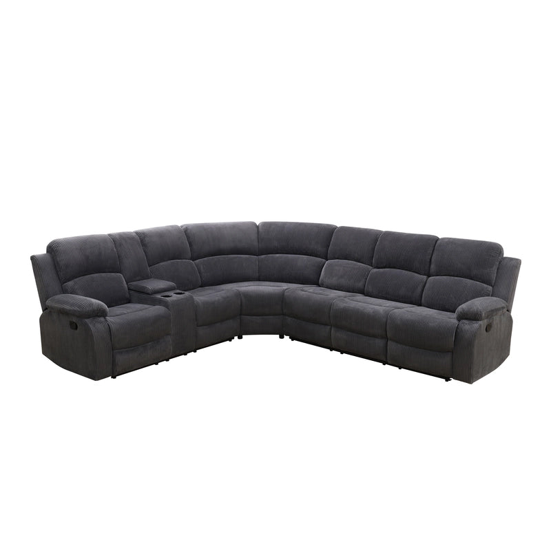 Ainehome Grandview 5-Seat Reclining Sectional Sofa in Dark Grey Corduroy