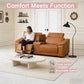 Ainehome Light Brown Leather 5-Seater Modular Power Reclining Sectional Sofa Set with Smart Storage & USB