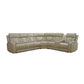 Ainehome Beige Leather Power Reclining Sectional Sofa with Reading Lamp