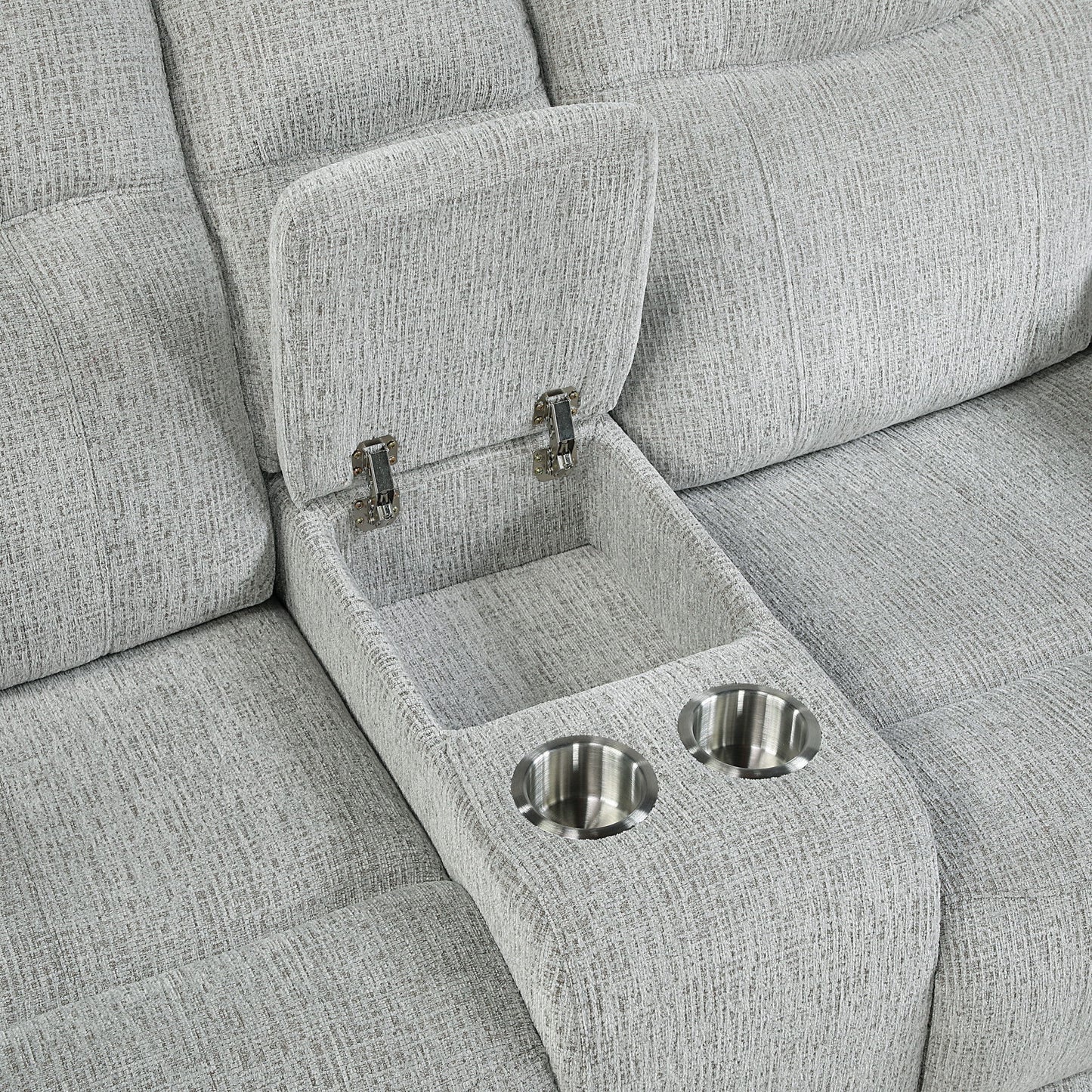 Chablis - Reclining Console Loveseat - Mist Gray