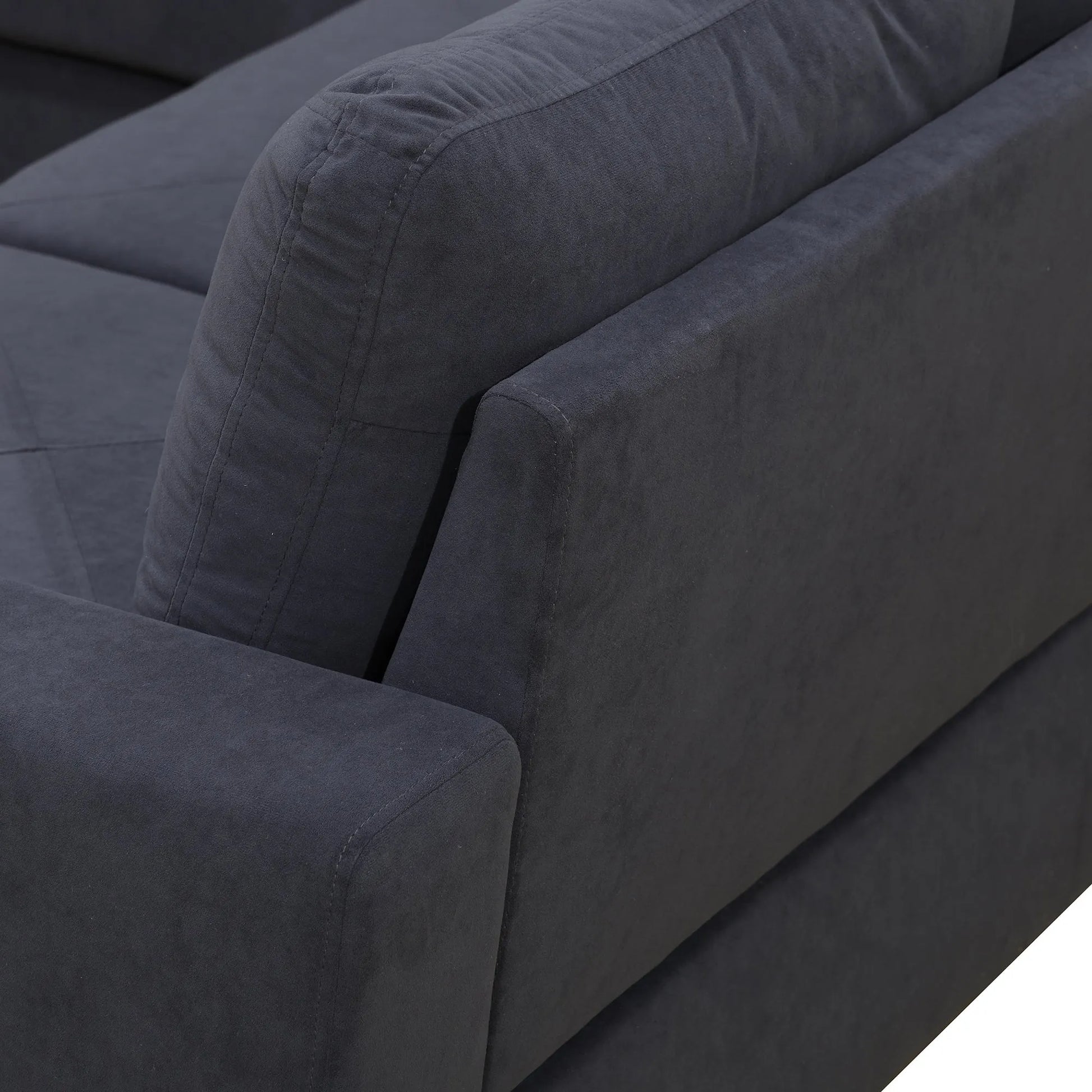 Ainehome Dark Grey Flannel 4-Piece Modular Sofa Set