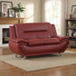 Red Faux Leather 3-Piece Living Room Sofa Set with Elegant Design